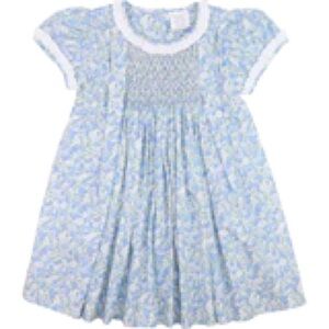 Blue Floral Smocked Dress